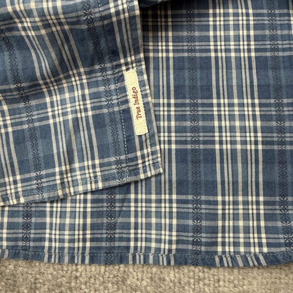 Lucky Brand Shirt Mens Medium Blue Plaid Classic Fit Long Sleeve True Indigo - Picture 6 of 9